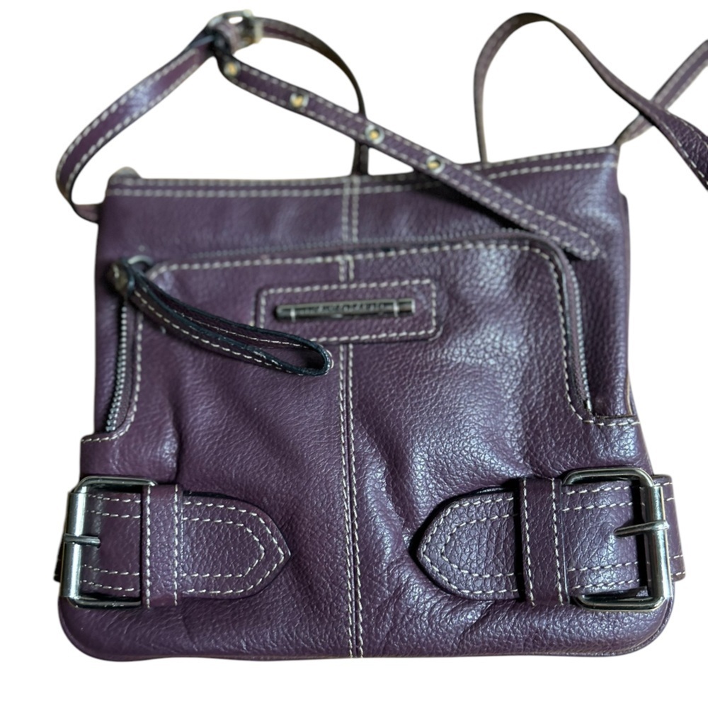 Franco‎ Sarto Women's Purple Leather Crossbody Bag with Buckle Accents